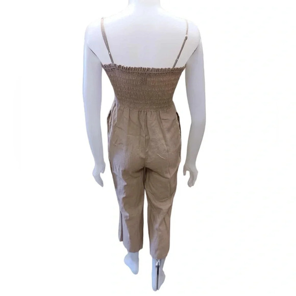 House Of Harlow Linen Blend Oatmeal Jumpsuit  Size XS - Picture 2 of 9